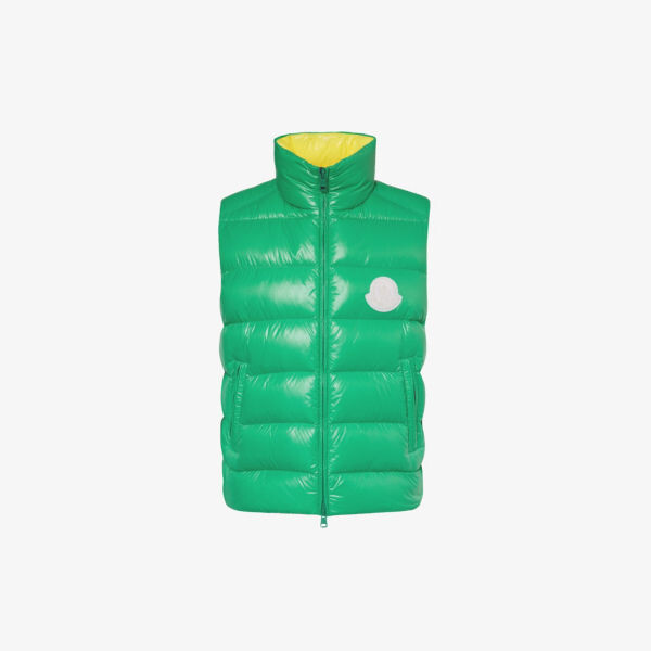 

Пуховый жилет классического кроя с фирменной нашивкой parke Moncler, зеленый