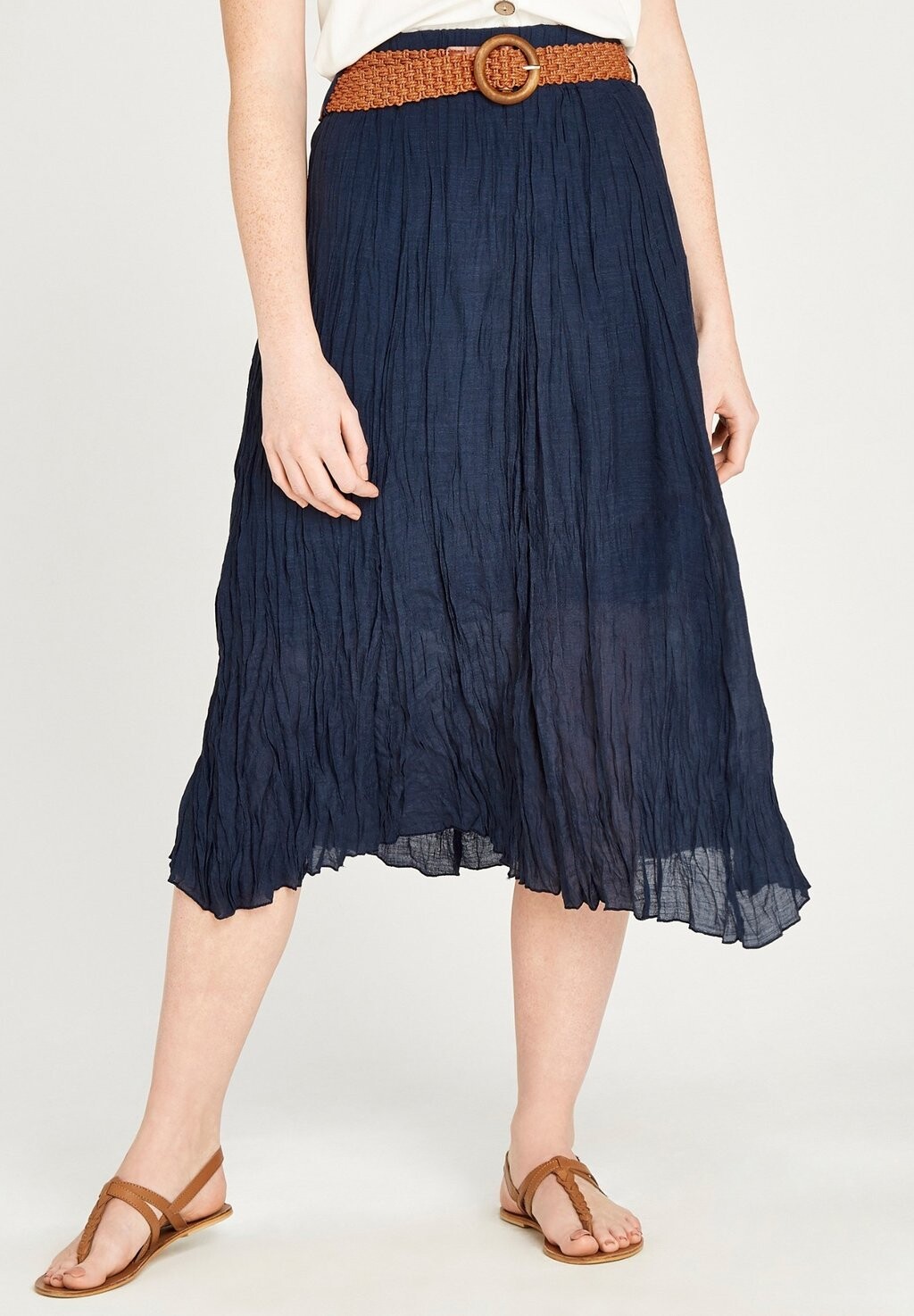 

Юбка-колокольчик Shimmer Crinkle Belted Apricot, цвет navy