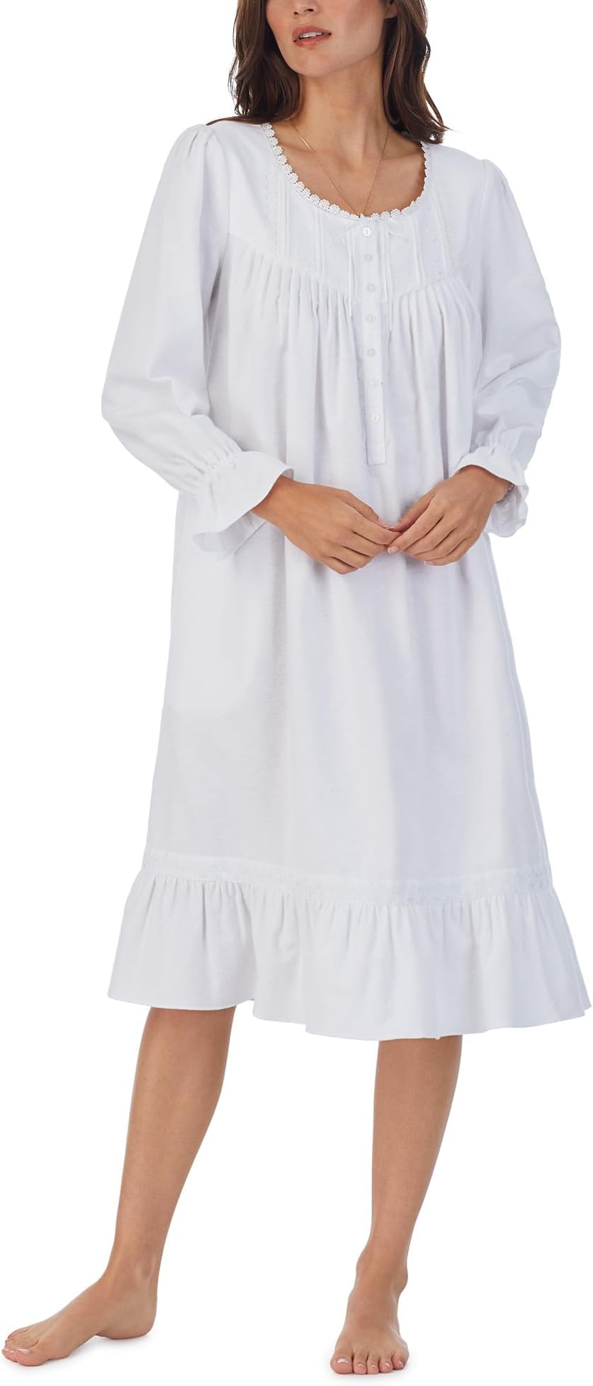 цена Платье для вальса из хлопковой фланели с длинными рукавами Eileen West, белый