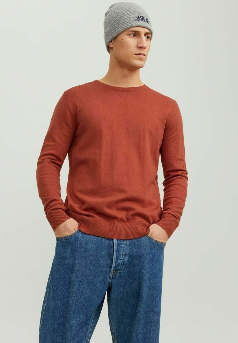 Свитер JJEEMIL CREW NECK NOOS Jack & Jones, киноварь цена и фото