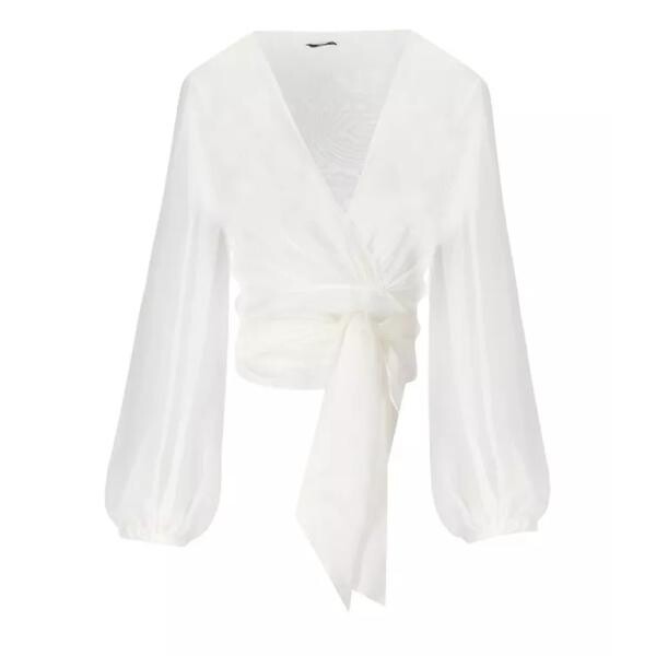 

Футболка ivory blouse with sash Elisabetta Franchi, белый