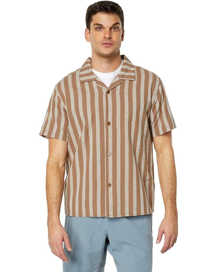 

Рубашка Rhythm Vacation Stripe Short Sleeve Shirt, цвет Latte