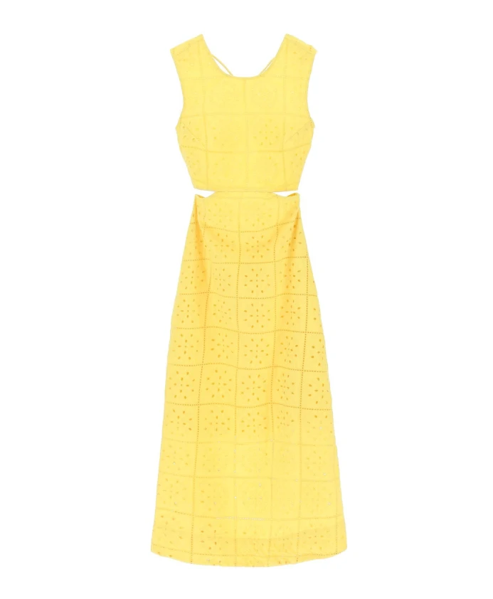 

Платье макси с английской вышивкой Ganni, желтый