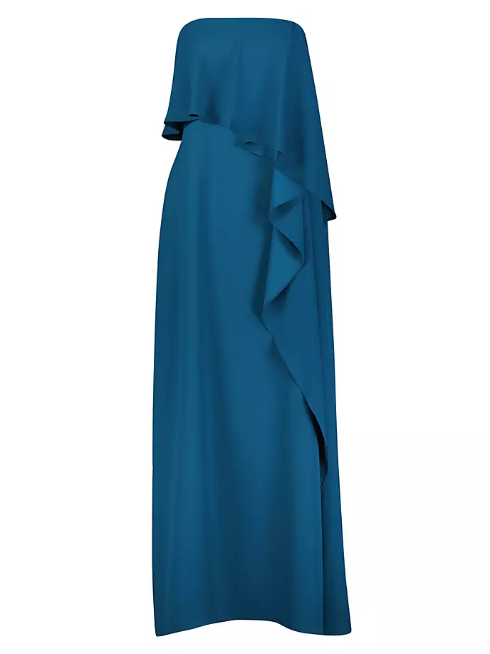 

Платье без бретелек с каскадными рюшами Bcbgmaxazria, синий