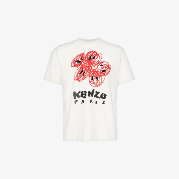 

Футболка из хлопкового джерси с логотипом drawn boke Kenzo, белый