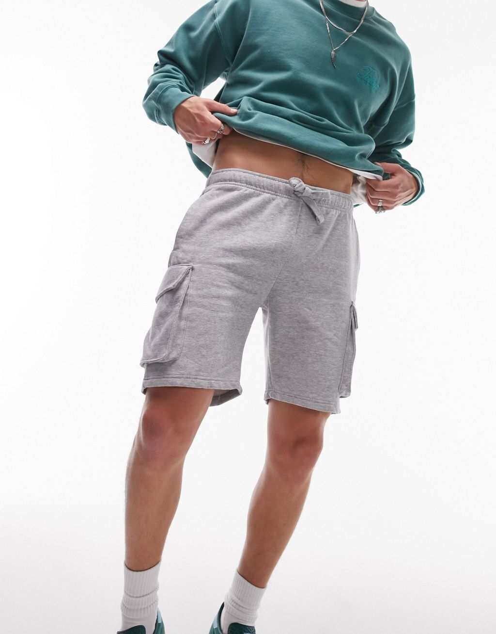 

Серые меланжевые шорты карго Topman