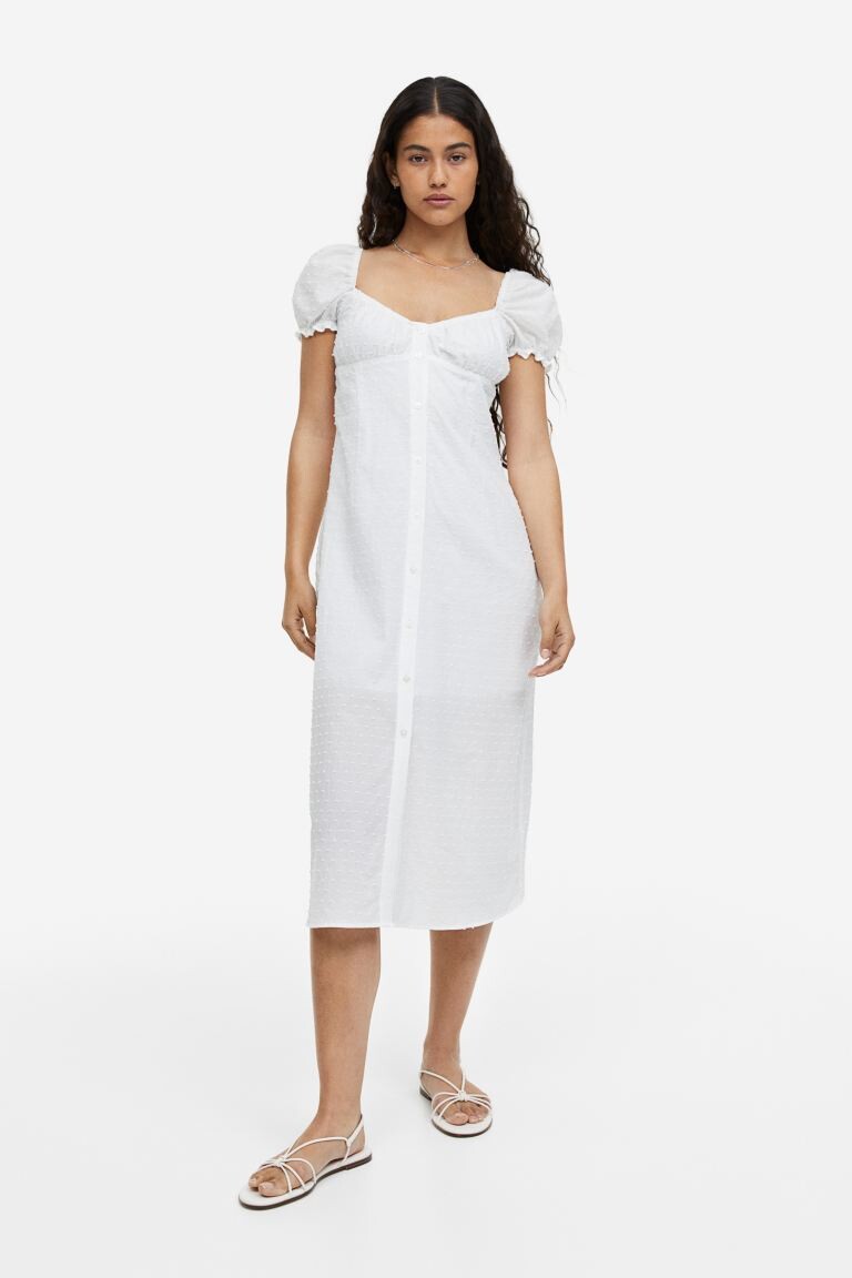 

Платье из фактурной ткани с пышными рукавами H&M