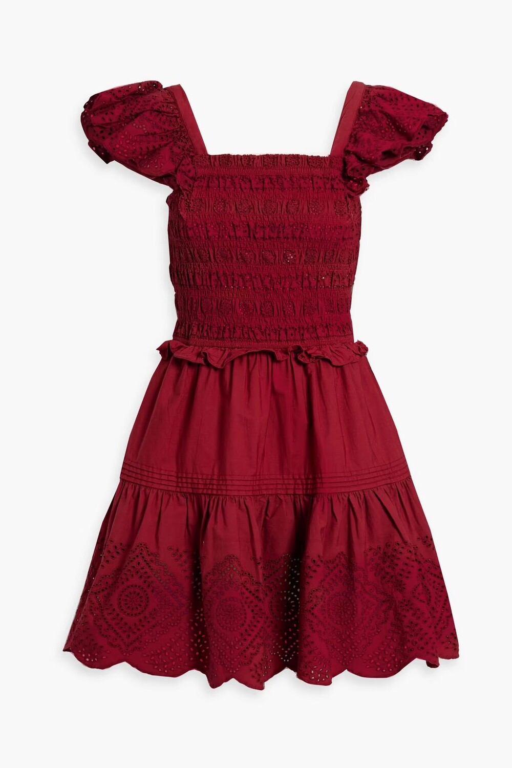 

Платье мини Vivienne из хлопкового шитья с оборками и сборками Sea, бордовый