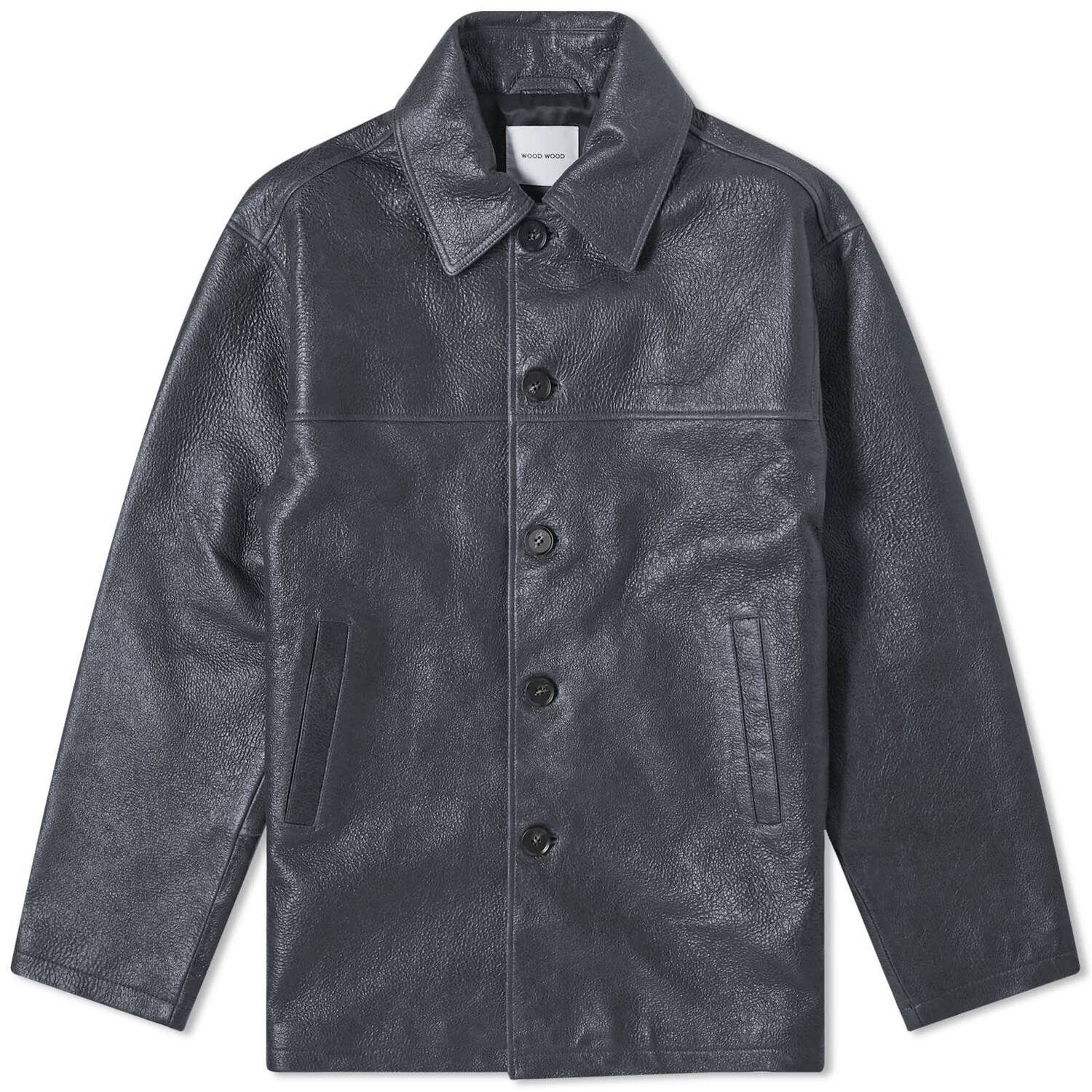 

Куртка Wood Wood Wilkie Leather, темно-синий