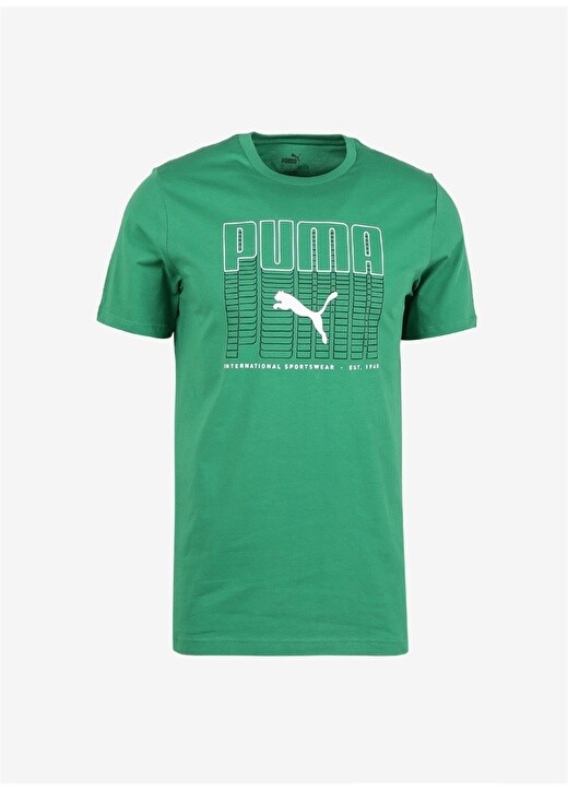 

Зеленая мужская футболка с круглым воротником Puma, Зеленый