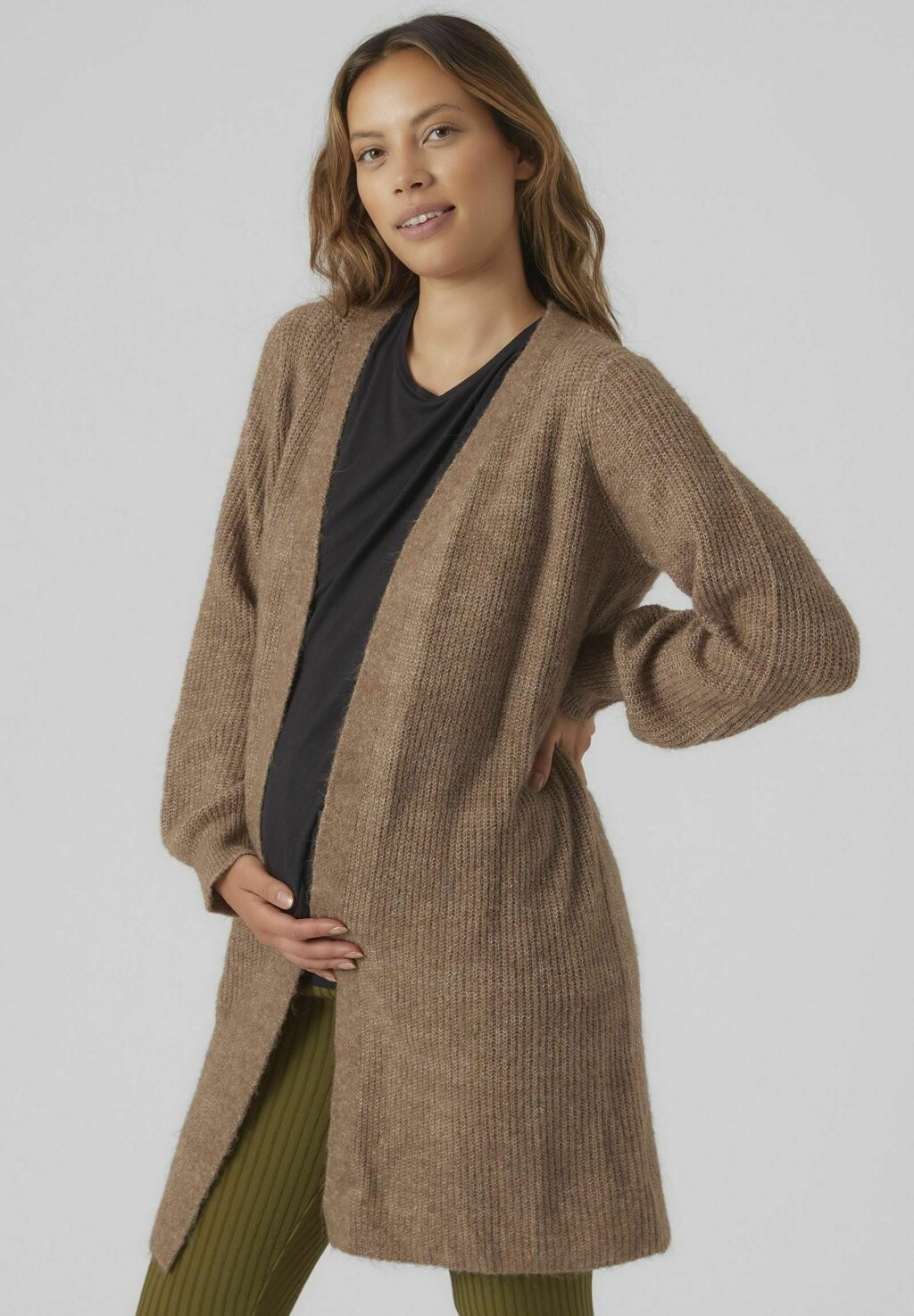 Кардиган Vero Moda MMILI LS OPEN, цвет brown lentil свитер vmerin ls v neck ga vero moda girl цвет brown lentil