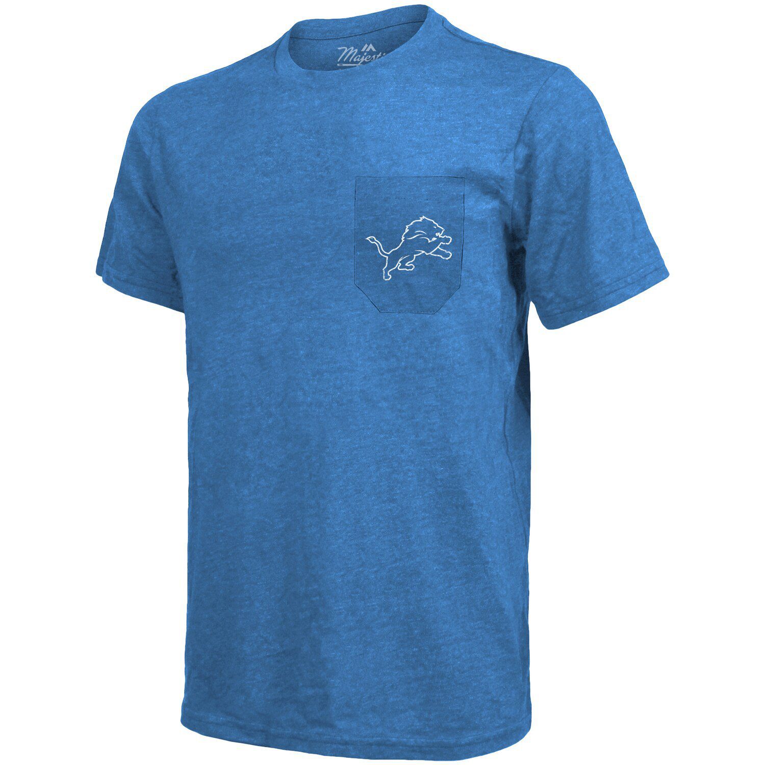 цена Футболка с карманами Tri-Blend Threads Detroit Lions - синяя Majestic