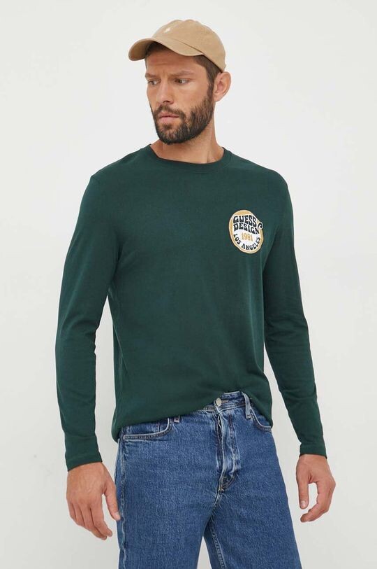 

Хлопковый топ с длинными рукавами Guess, зеленый