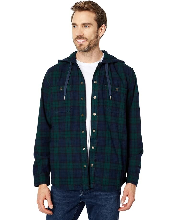 

Рубашка L.L.Bean Scotch Plaid Hooded Shirt Slightly Fitted Regular, черный