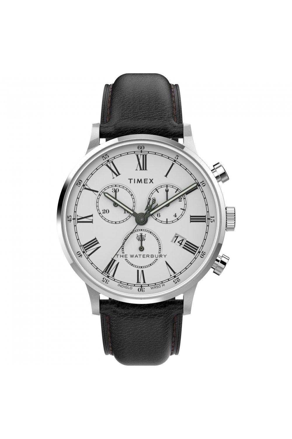 

Классические часы Waterbury Classic Chrono из нержавеющей стали - Tw2U88100 Timex, белый