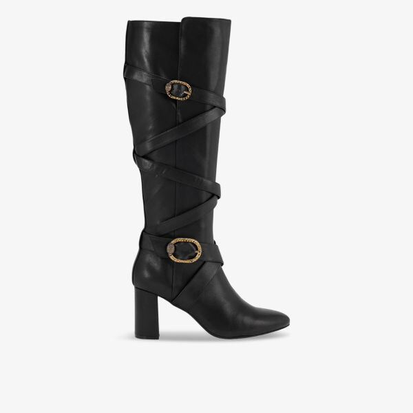 

Сапоги Mayfair из кожи на каблуке, украшенные пряжками, до колена Kurt Geiger London, черный