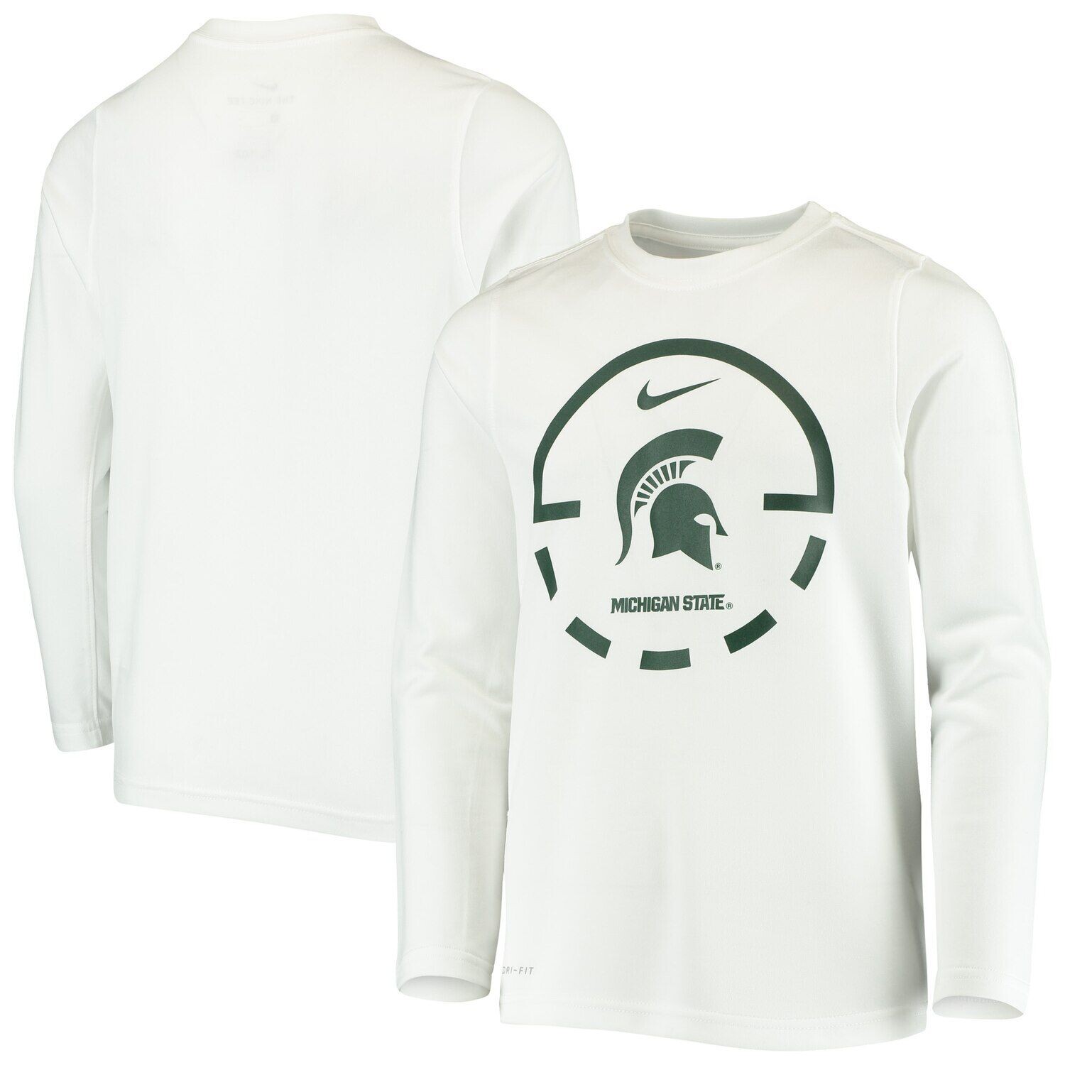 

Белая футболка с длинными рукавами Youth Nike Michigan State Spartans Basketball Legend Performance Nike, Белый