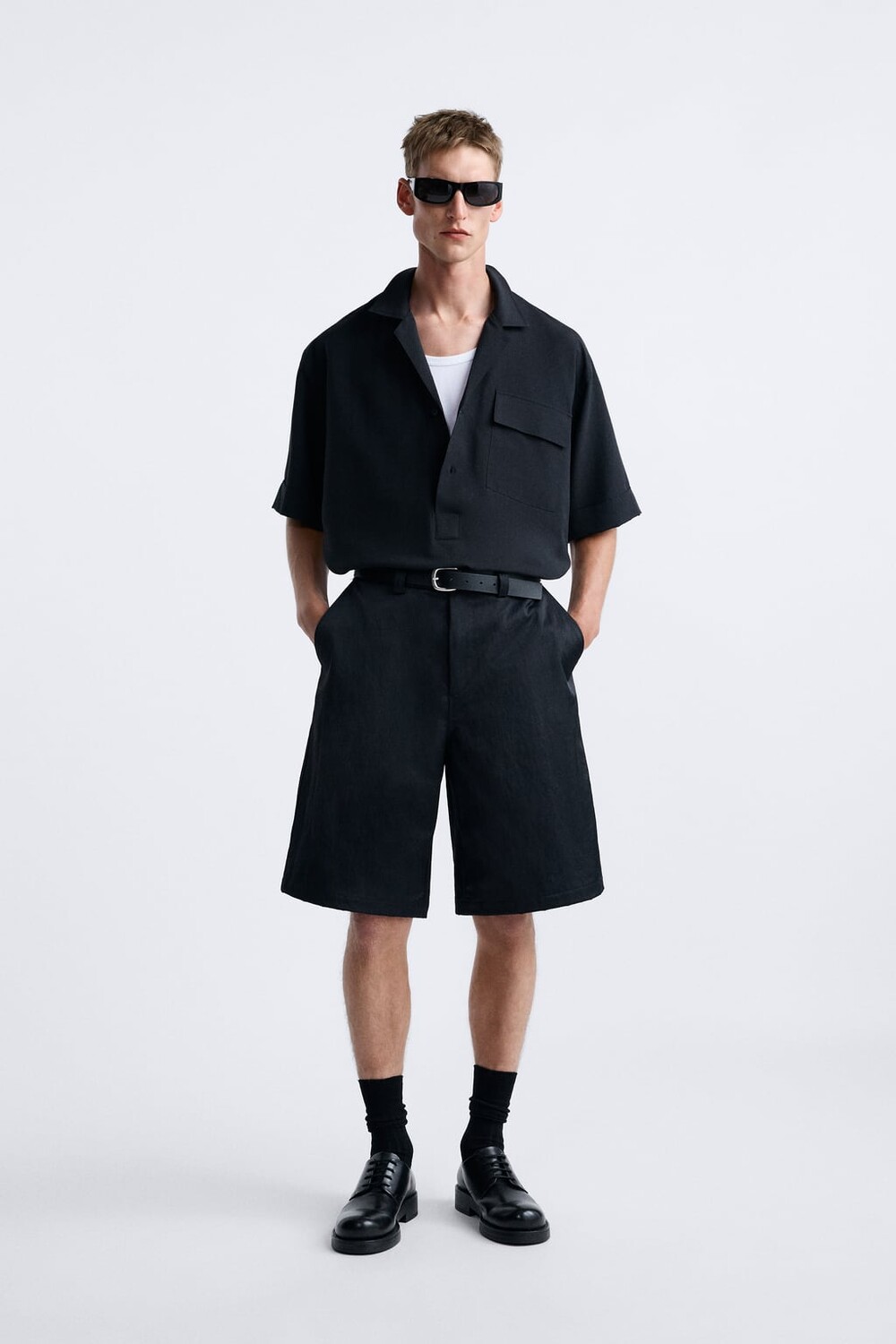 

Рубашка-поло с карманами ZARA, черный