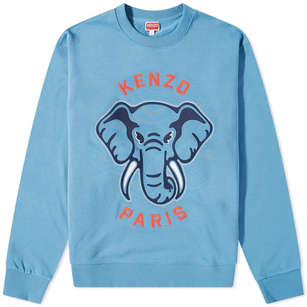 

Классический спортивный свитер Kenzo Elephant Crew, голубой, Синий