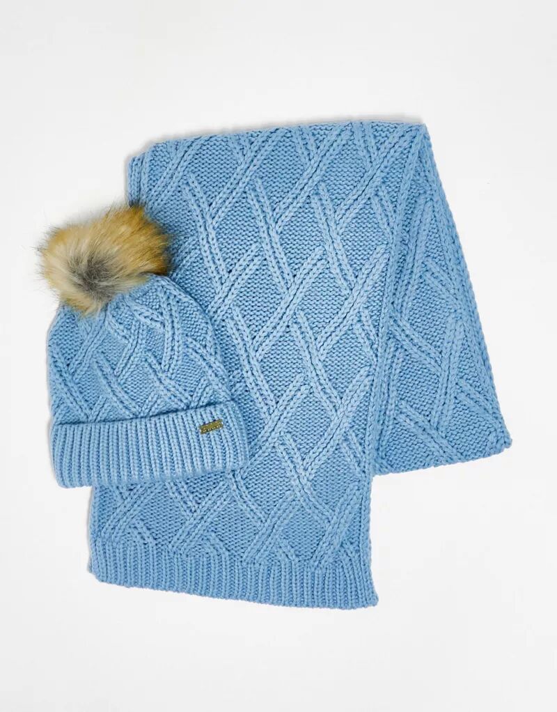 Синяя вязаная шапка и шарф Elle Подарочный набор