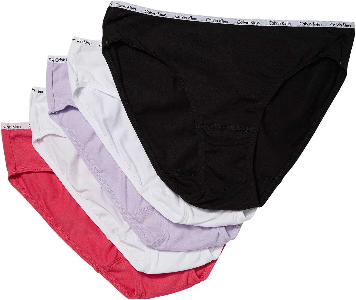 Комплект из 5 плавок бикини из фирменного хлопка Calvin Klein Underwear, цвет Black/White/Peony Blossom/Tender/Coastal