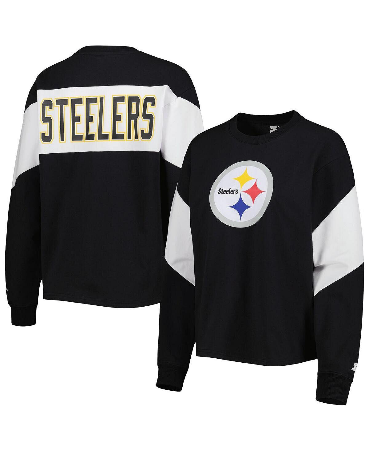 

Черная женская укороченная футболка Tri-Blend с длинными рукавами Pittsburgh Steelers Insight Starter, черный