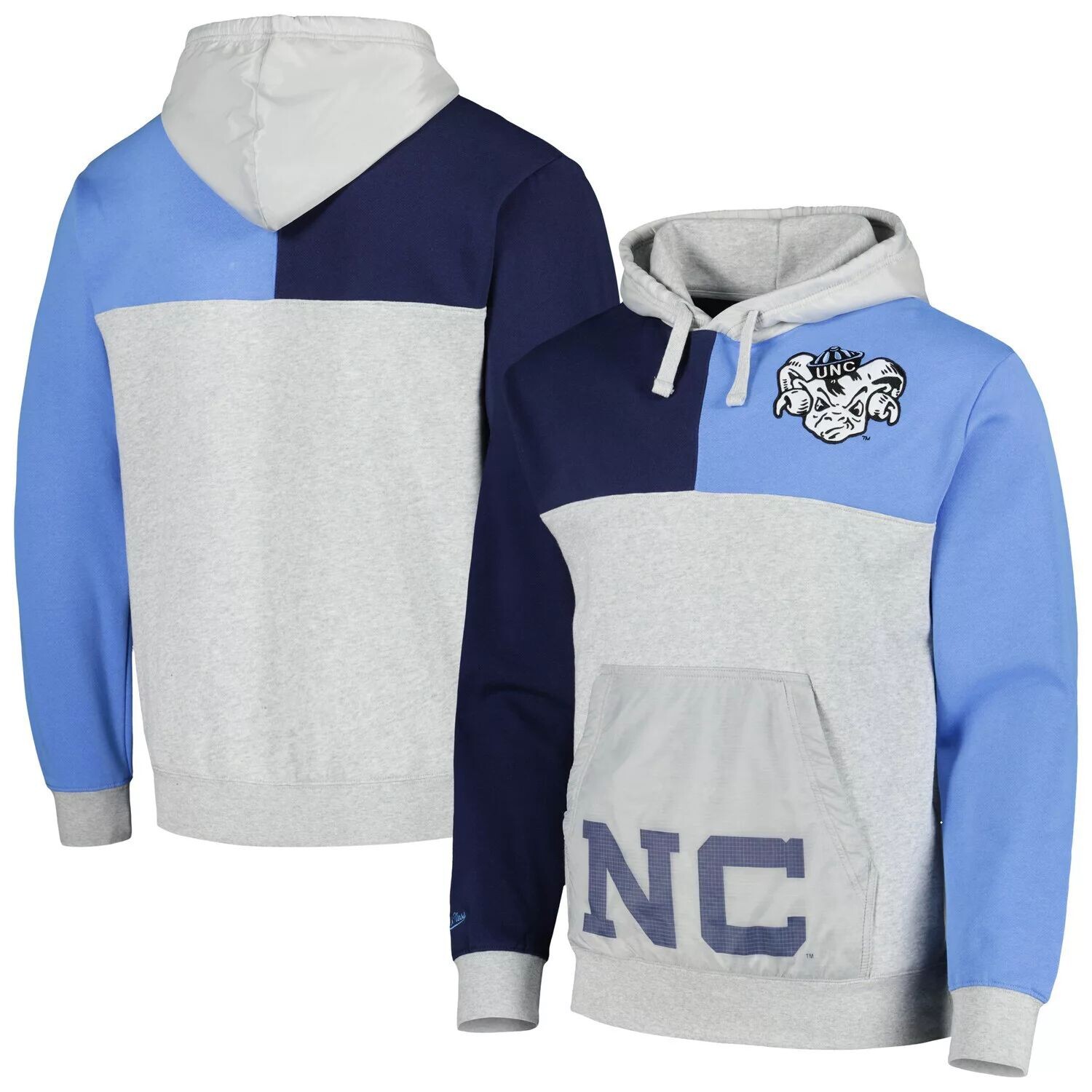 

Мужской пуловер с капюшоном Mitchell & Ness Heather Grey North Carolina Tar Heels Tie Breaker