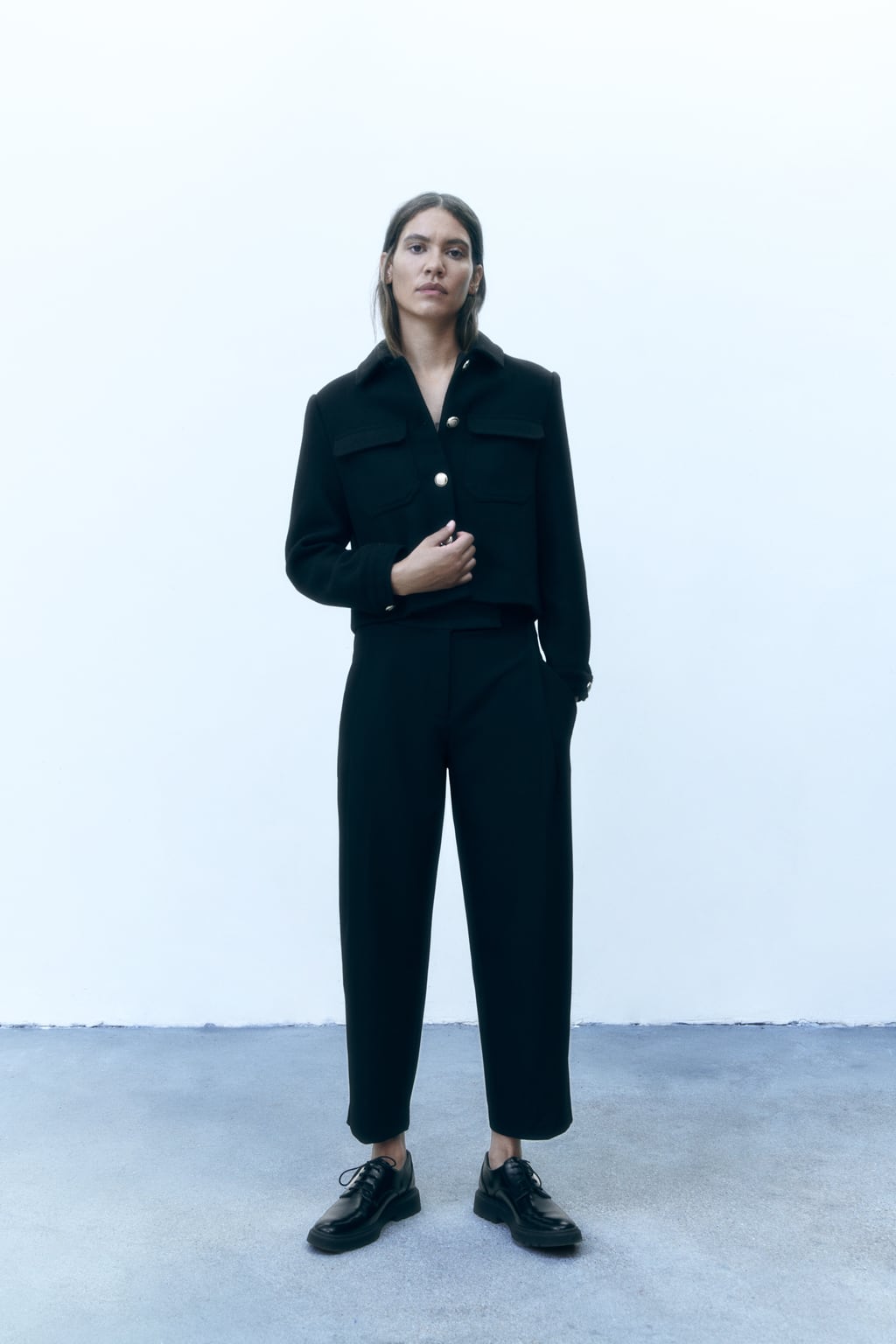 

Укороченный кардиган из смесовой шерсти ZARA, черный
