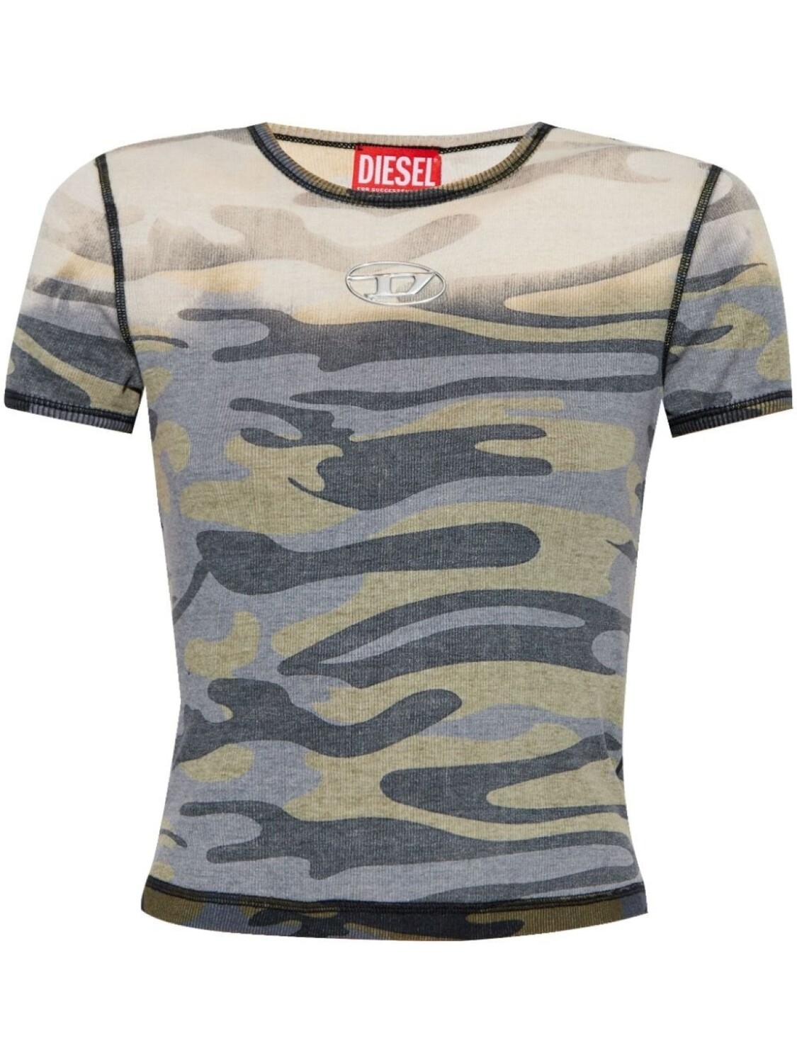 

Diesel хлопковая футболка с камуфляжным рисунком, серый