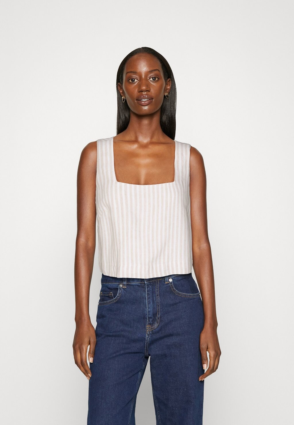 

Блузка EASY STRIPE Abercrombie & Fitch, цвет beige/white