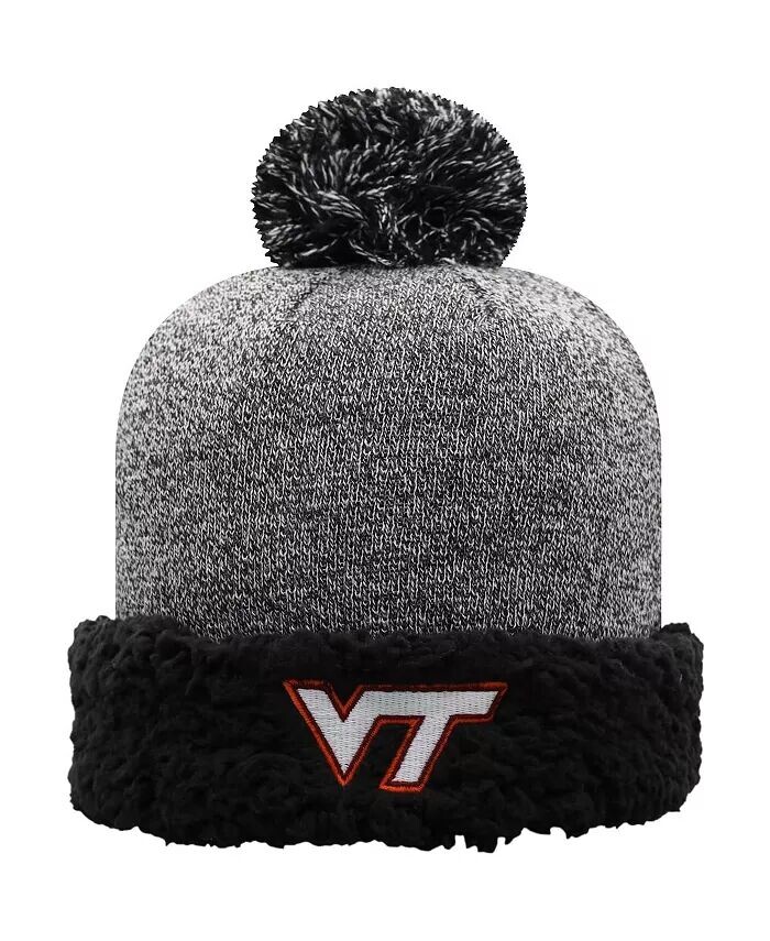 

Черная женская плотная вязаная шапка Virginia Tech Hokies с манжетами и помпоном Top Of The World, черный
