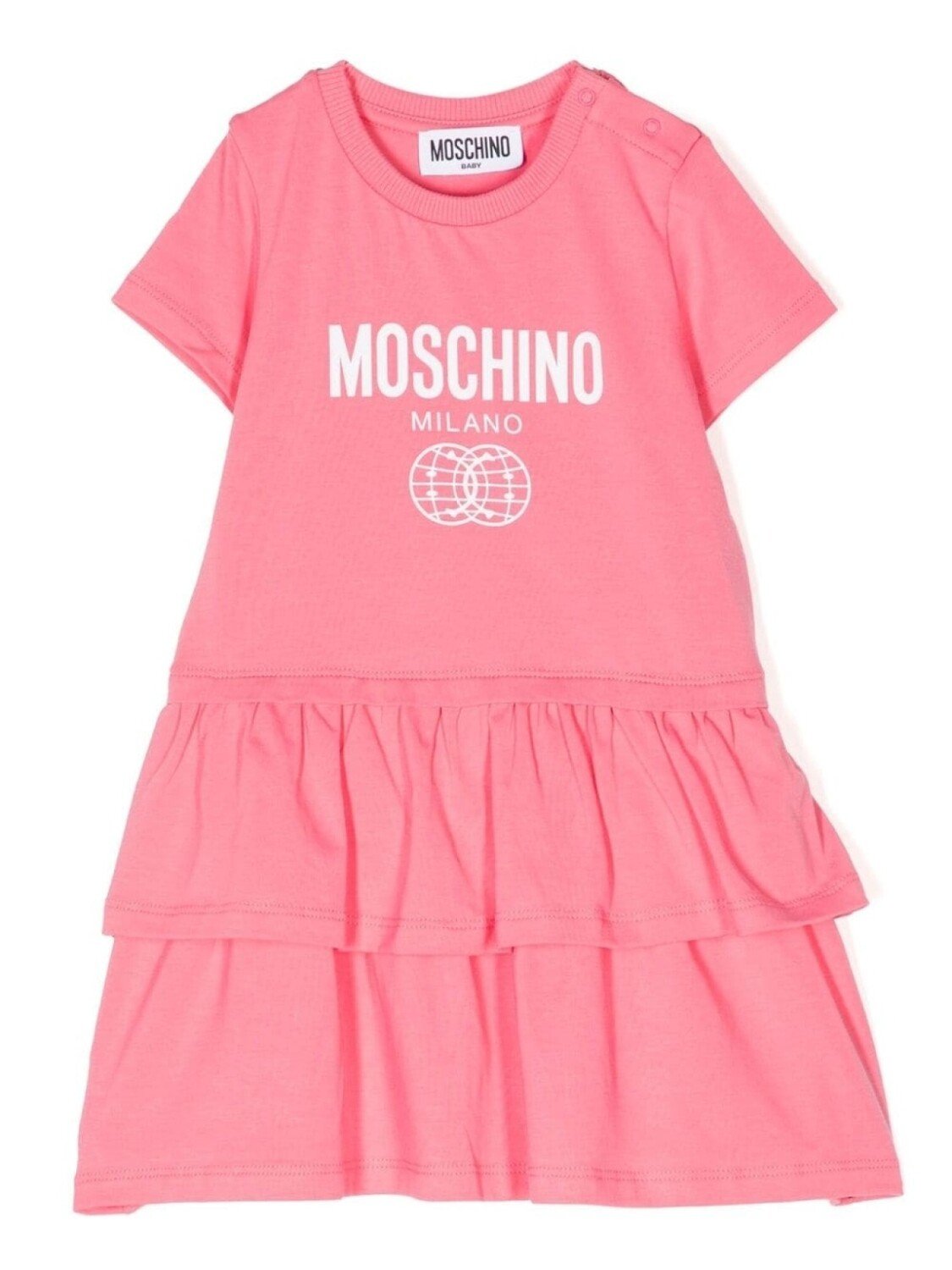 

Moschino Kids платье с оборками и логотипом, розовый