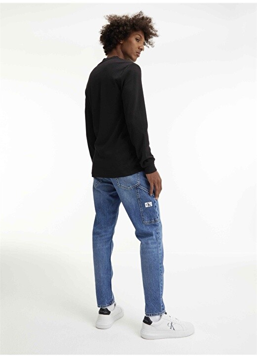 

Однотонная черная мужская футболка с круглым вырезом Calvin Klein Jeans, Черный