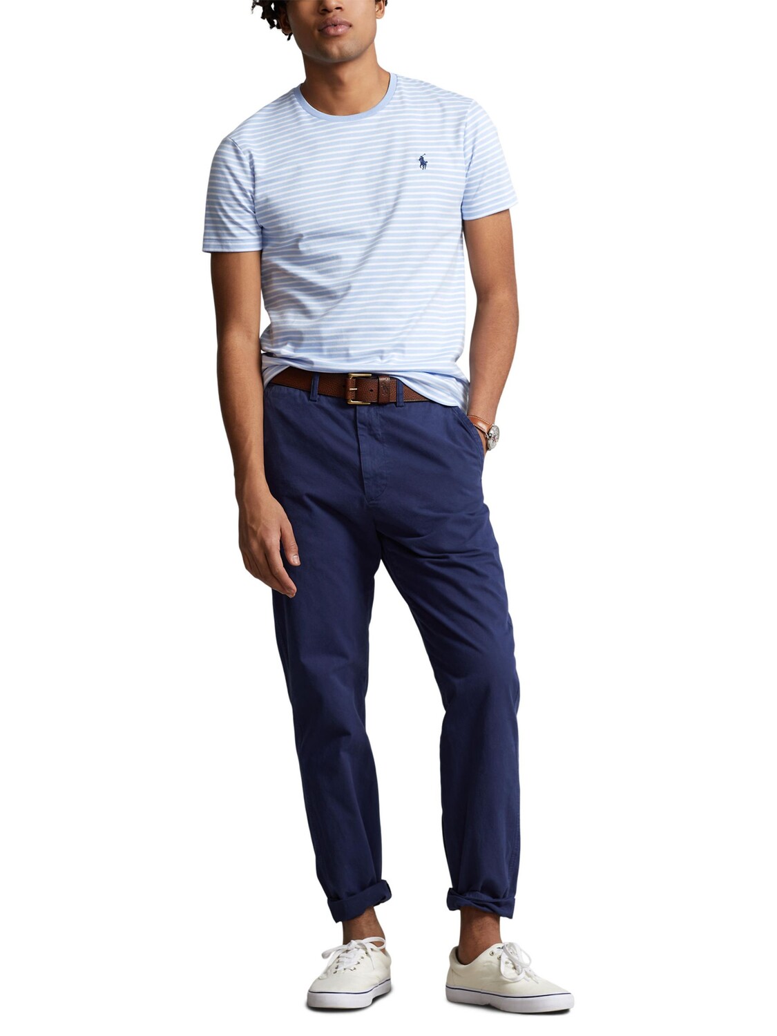 

Полосатая футболка узкого кроя Polo Ralph Lauren, синий/белый