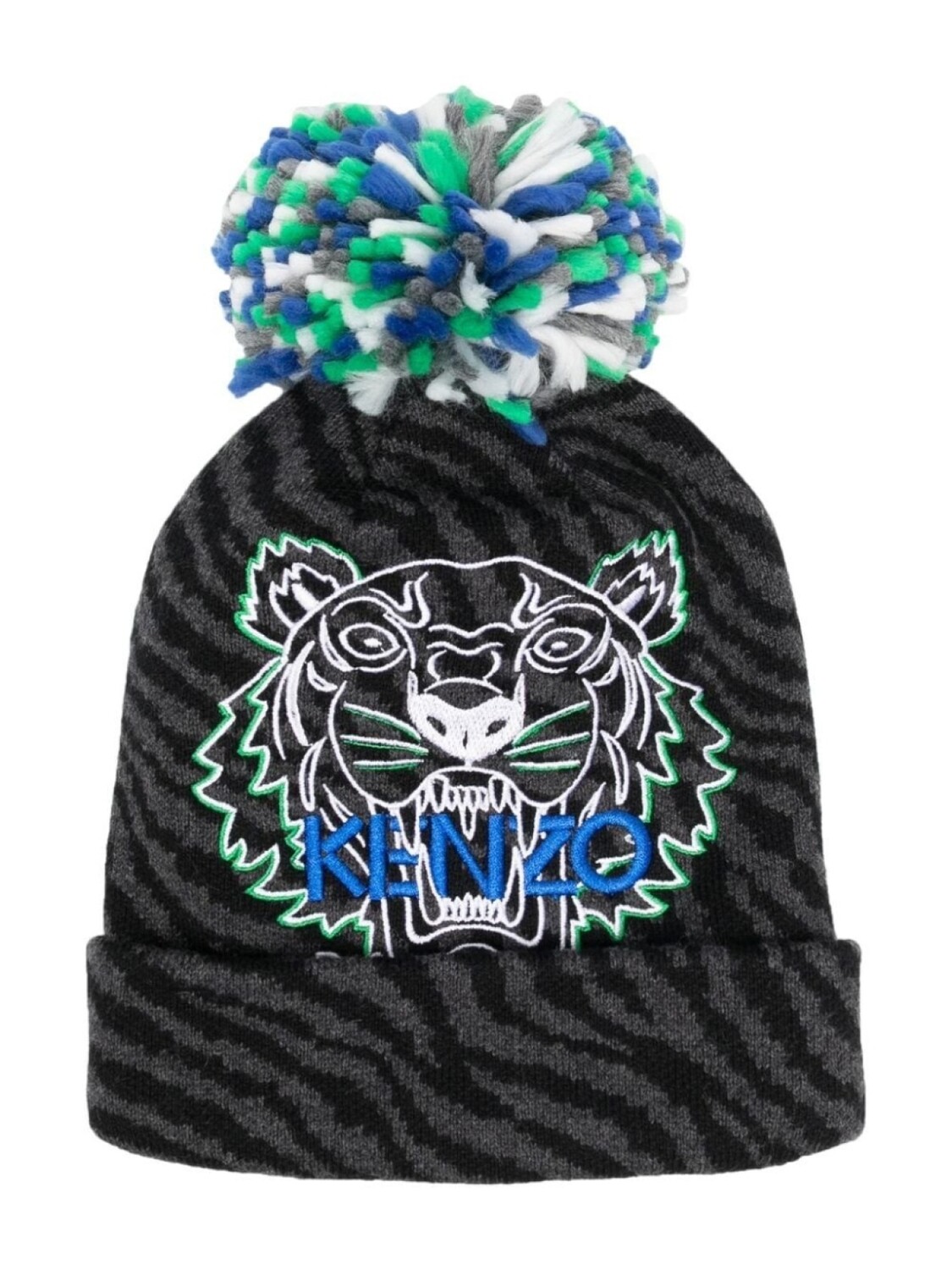 

Kenzo Kids шапка бини с помпоном и нашивкой Tiger, синий