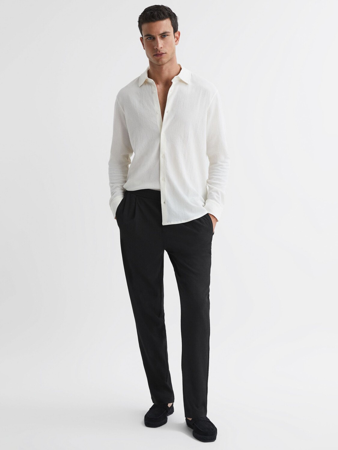 

Reiss Hiroshio Текстурированные зауженные брюки, черные, Черный