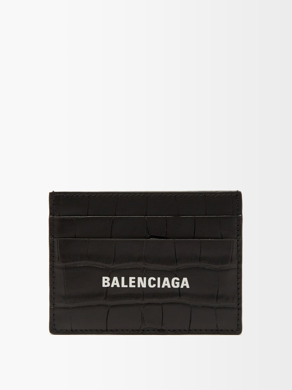 

Картхолдер из кожи с тиснением под крокодила и логотипом Balenciaga, черный