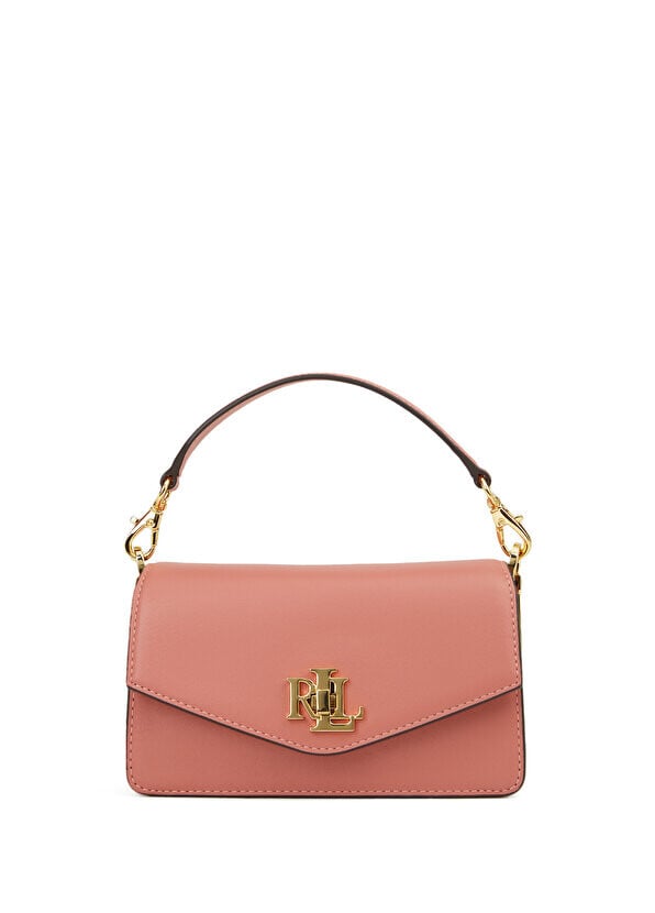 

Женская кожаная сумка через плечо с розовым логотипом Lauren Ralph Lauren