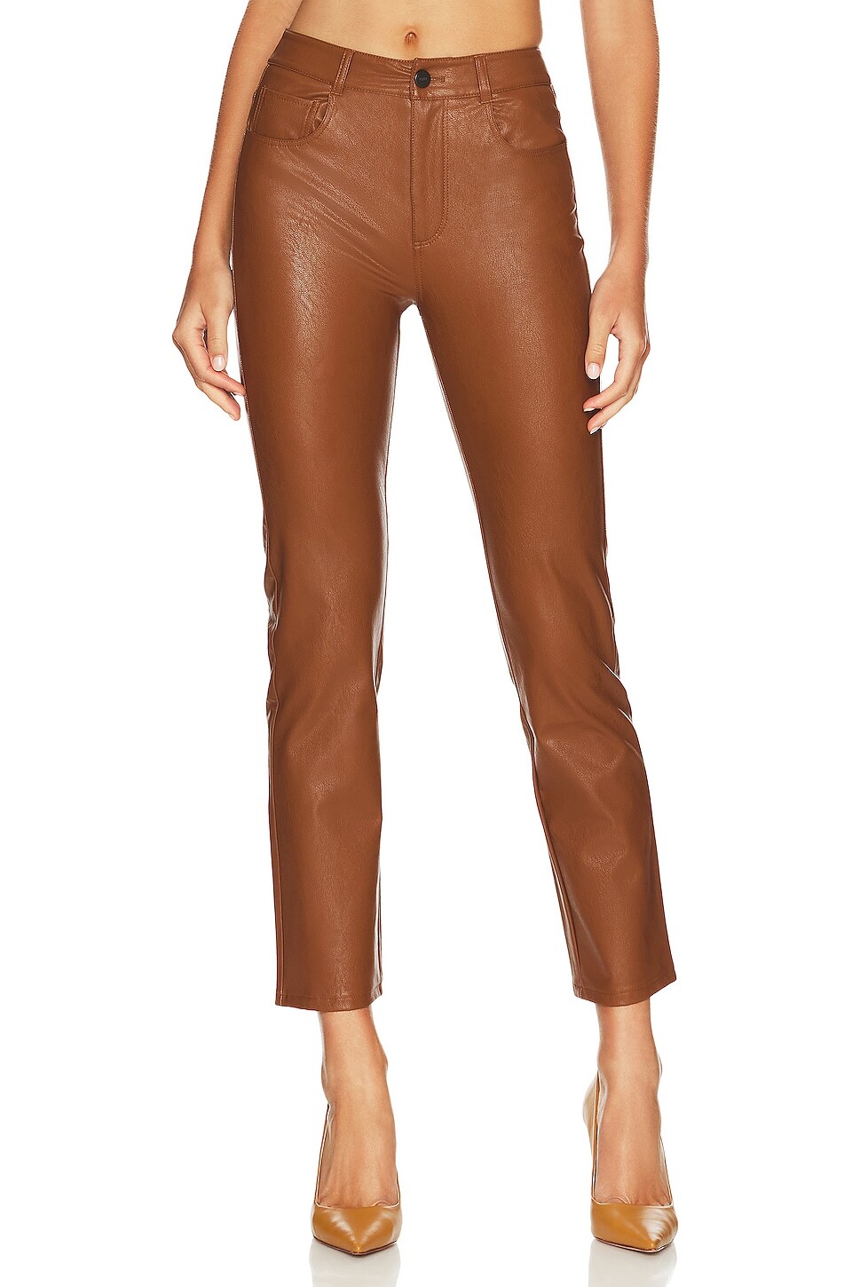 

Брюки PAIGE Stella Faux Leather Straight, цвет Dark Argan