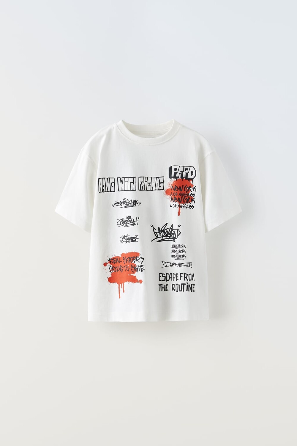 

Футболка с принтом граффити ZARA, экрю