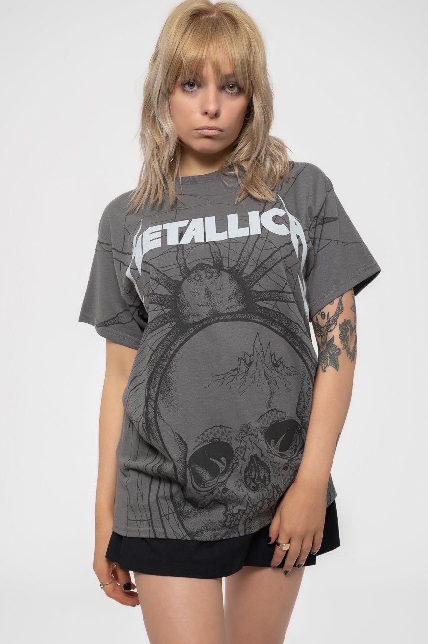 Модная футболка с принтом «Паук» Metallica, серый