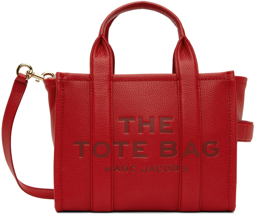 цена Красная сумка-тоут 'The Leather Small Tote Bag' Marc Jacobs