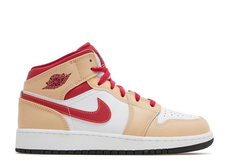 

Кроссовки AIR JORDAN 1 MID GS 'LIGHT CURRY CARDINAL RED', белый