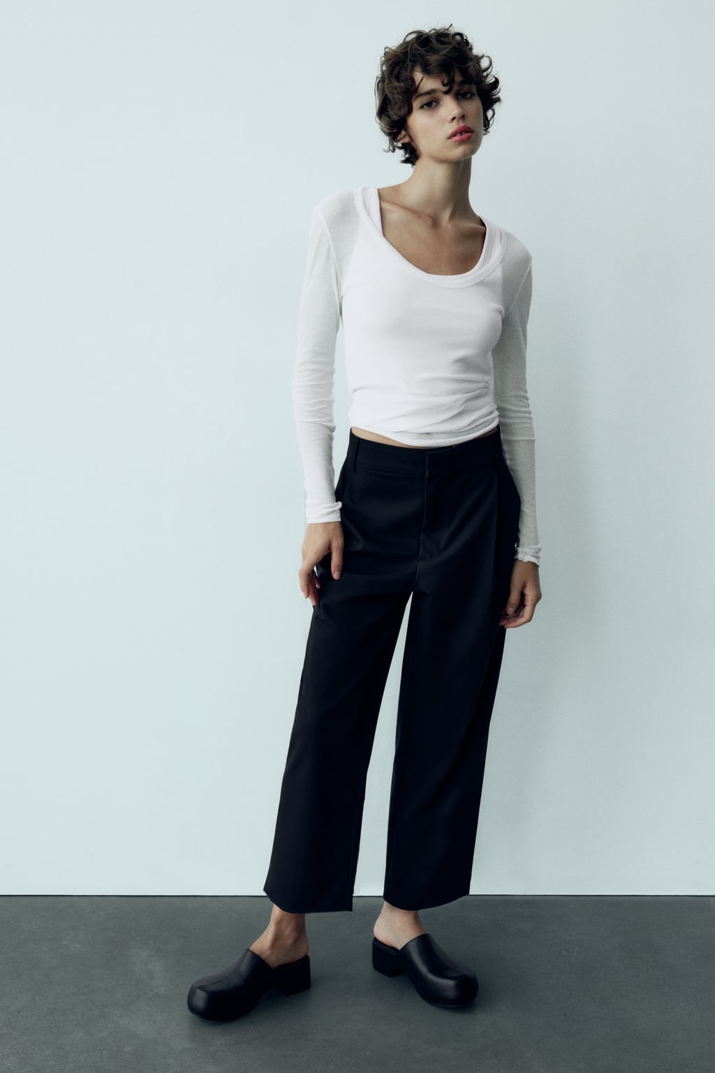 

Прямые мужские брюки ZARA, черный