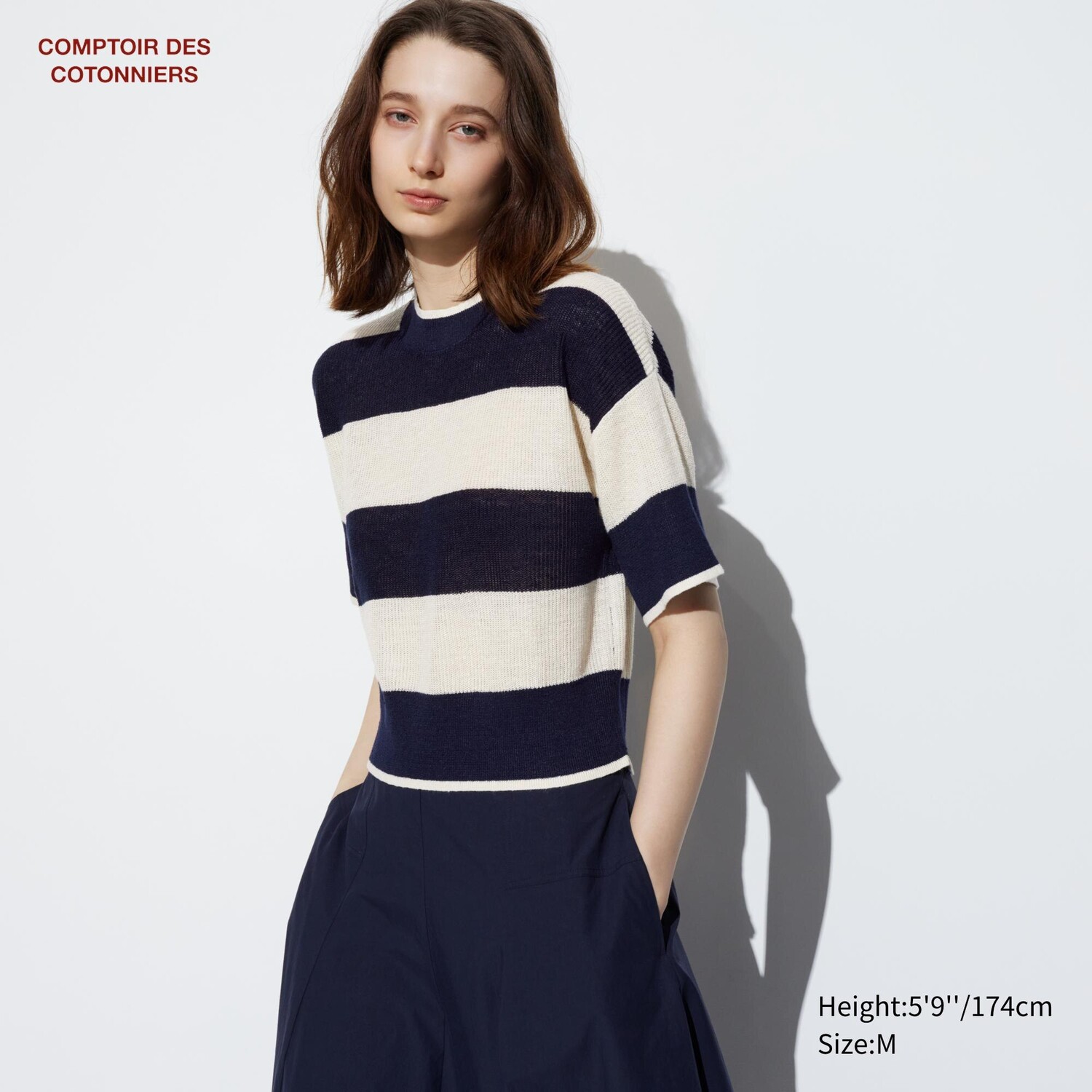 

Льняной свитер UNIQLO, темно-синий