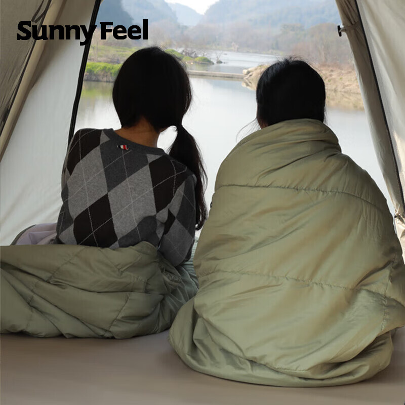 

Sunnyfeel утолщенное теплое и влагонепроницаемое одеяло для кемпинга, морозостойкое одеяло с защитой от ударов/зеленый боб, 200 г (190 + 30) * 80 см