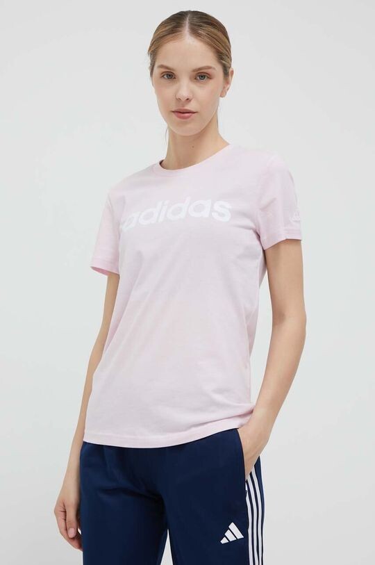 

Хлопковая футболка adidas, розовый