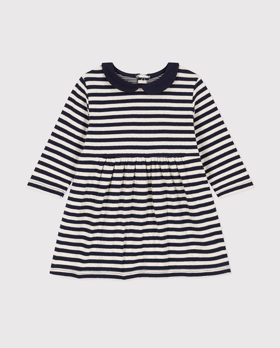 

Детское трубное платье с длинным рукавом Petit Bateau, синий