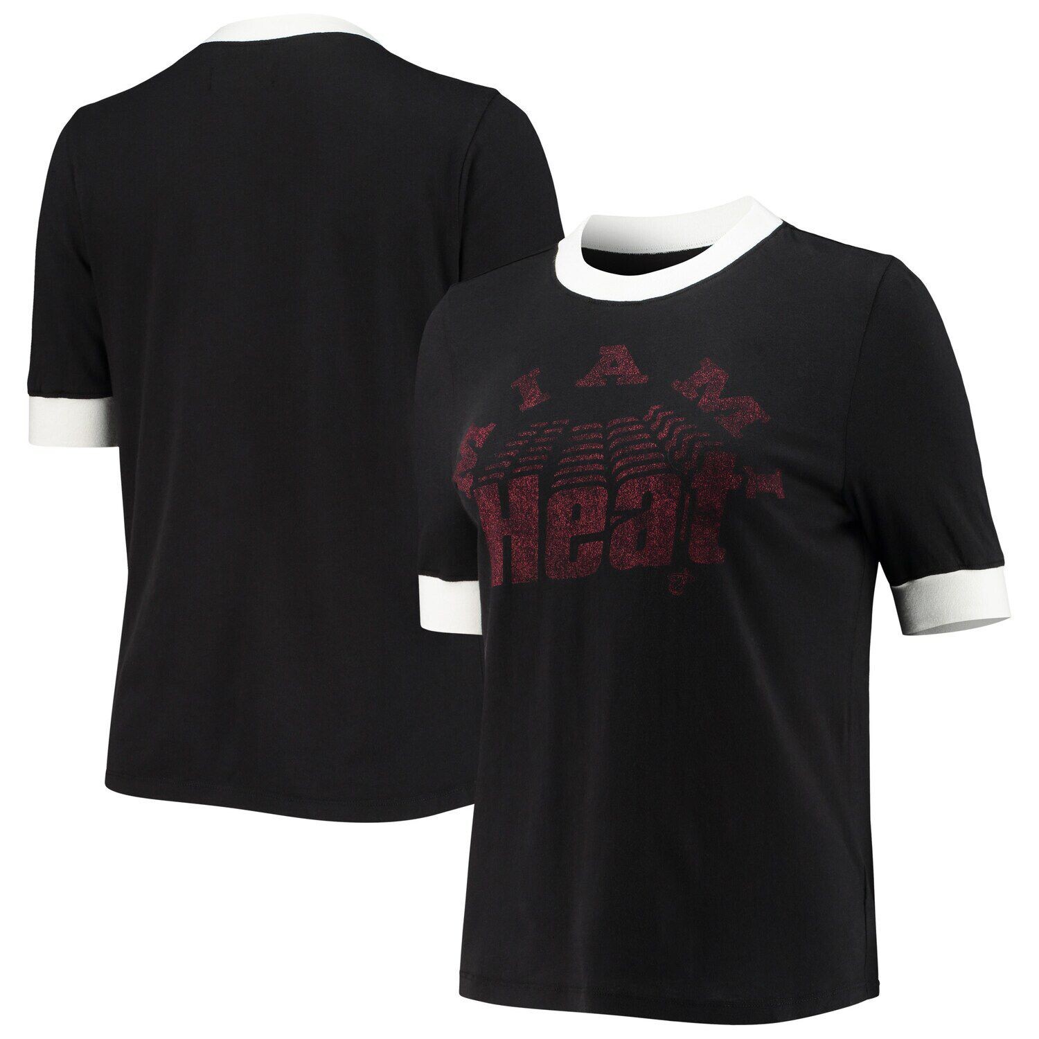

Черная женская футболка Junk Food Miami Heat Slim Ringer, Черный