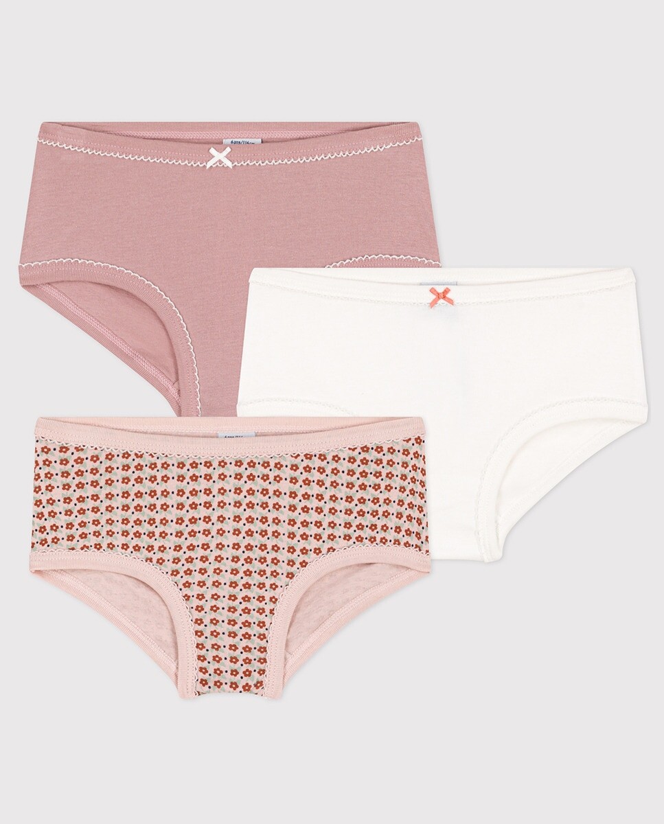 

Комплект из 3 хлопковых трусиков с цветочным узором для девочки. Petit Bateau, разноцветные
